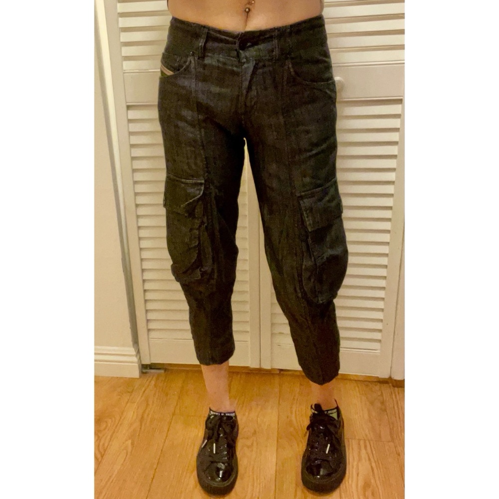 Diesel Jeans cropped cargo pants adjustable at back waist & bottom legs Size 25